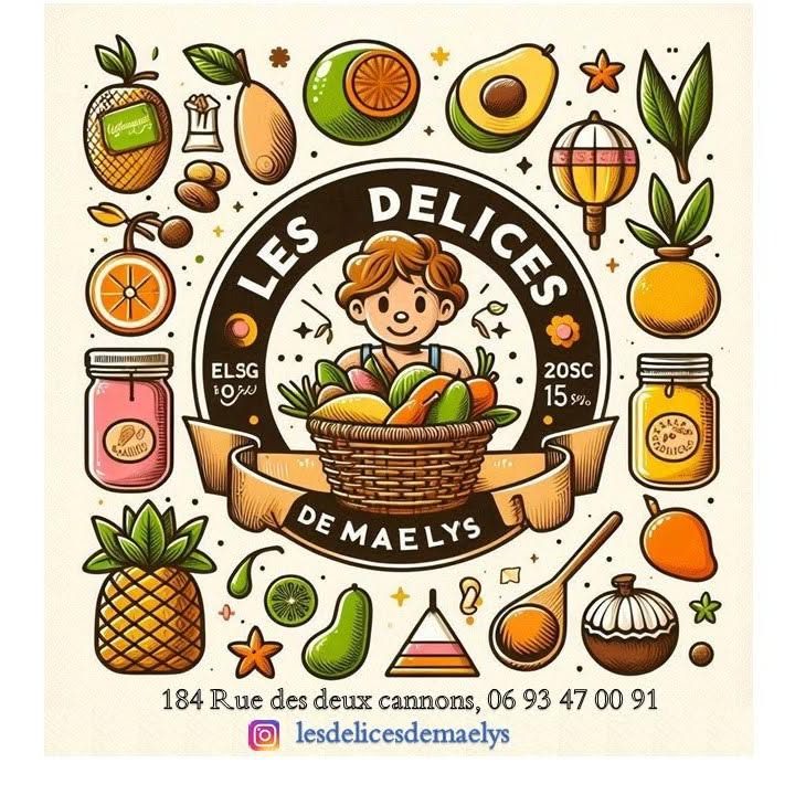 Illustration Les Délices de Maëlys : panier de fruits et produits de Madagascar